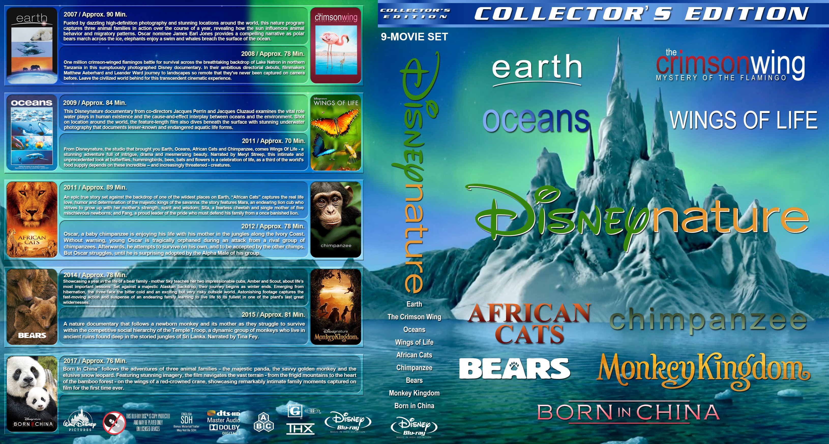 DisneyNature Collection (9) R1 Custom Blu-Ray Cover Dvd Covers and Labels