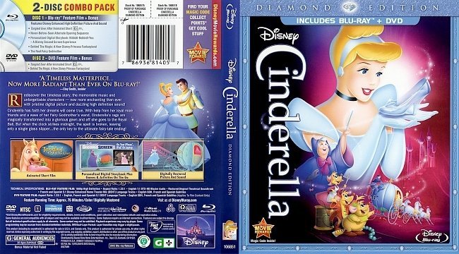 Cinderella: Diamond Edition (1950) Blu-Ray Cover 