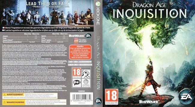 Dragon Age Inquisition  XBOX ONE France Cover & Label 