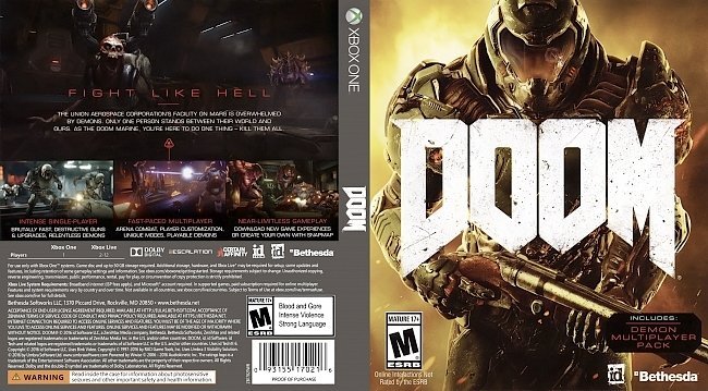 DOOM (2016) USA XBOX ONE Cover 