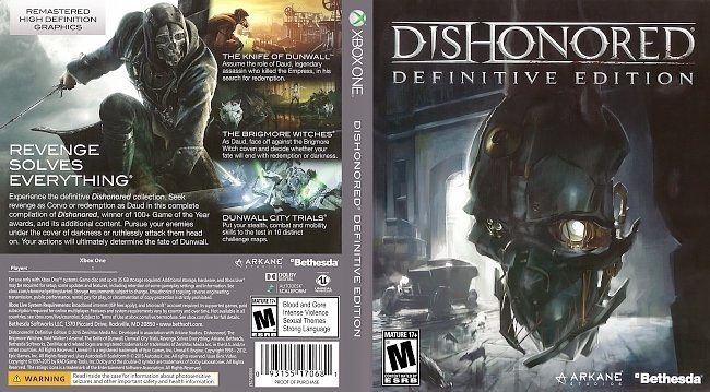 Dishonored Definitive Edition  USA XBOX ONE Cover 