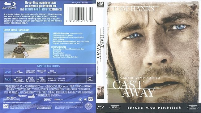 Cast Away (2000) Blu-Ray Cover & Label 