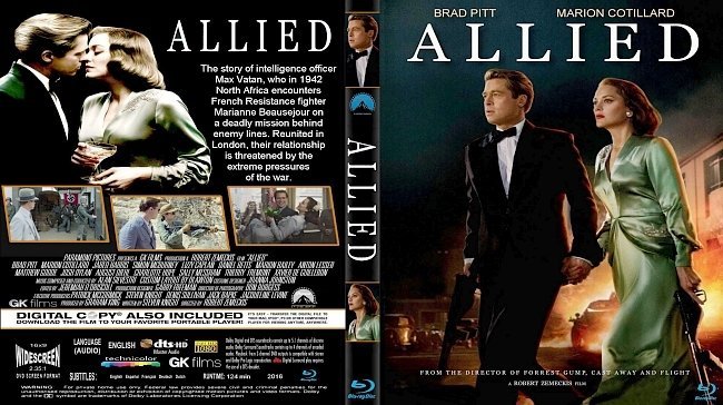 Allied (2016) R1 CUSTOM Blu-Ray Cover & Label 
