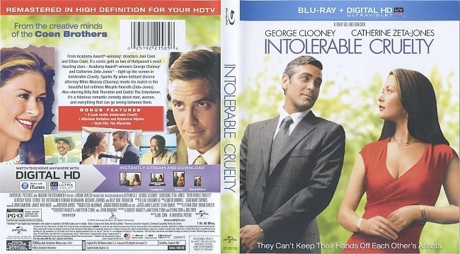 Intolerable Cruelty (2003) Blu-Ray Cover & Label 