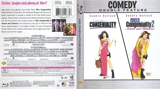 Miss Congeniality & Miss Congeniality 2: Armed And Fabulous (2000-2005) Blu-Ray Cover & Label 