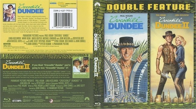 Crocodile Dundee & Crocodile Dundee II (1988) Blu-Ray Cover & Labels 