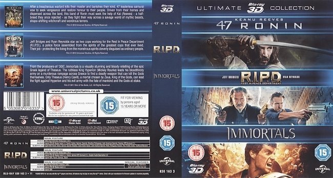 47 Ronin / RIPD / Immortals 3D  UC R2 Blu-Ray Cover & Labels 
