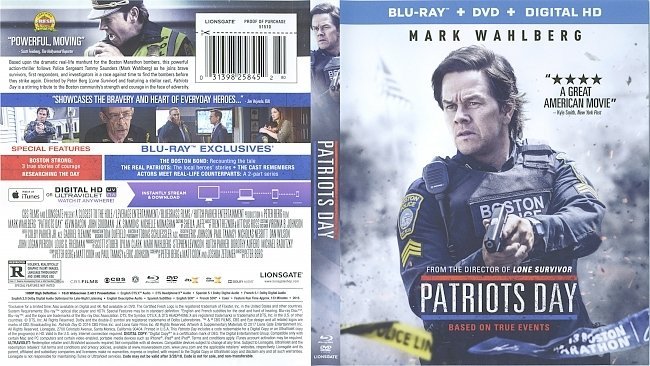 Patriots Day (2016) Blu-Ray Cover & Labels 
