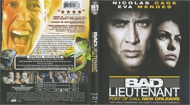 Bad Lieutenant: Port of Call New Orleans (2009) Blu-Ray Cover & Label 