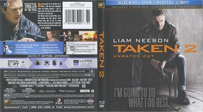 Taken 2  Blu-Ray Cover & Labels 