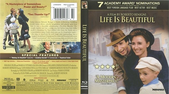 Life Is Beautiful (1997) Blu-Ray Cover & Label 