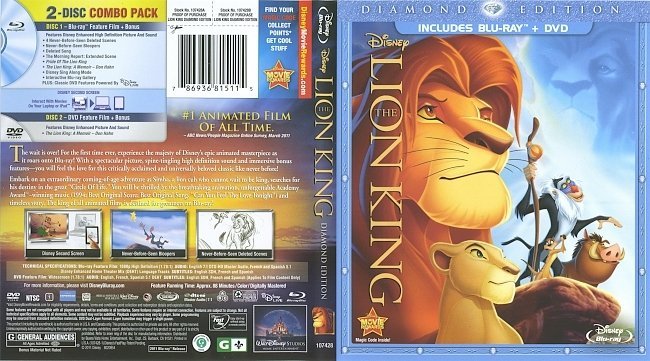 The Lion King (1994) Blu-Ray Cover & Labels 