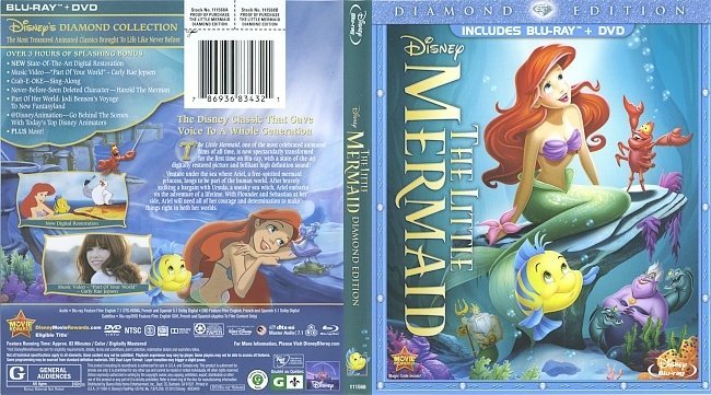The Little Mermaid (1989) Blu-Ray Cover & Labels 