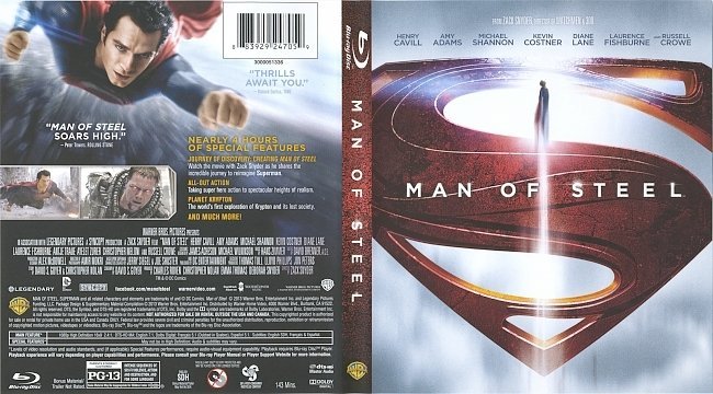 Man Of Steel  Blu-Ray Cover & Labels 