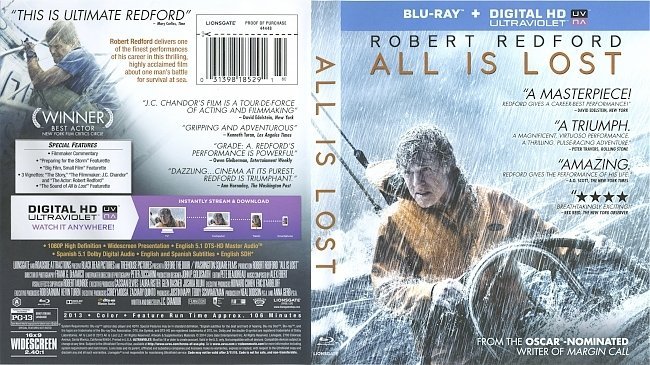 All Is Lost  Blu-Ray Cover & Label 