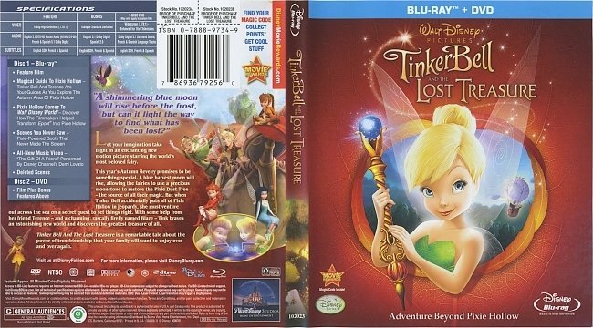 Tinker Bell And The Lost Treasure (2009) Blu-Ray Cover & Labels 