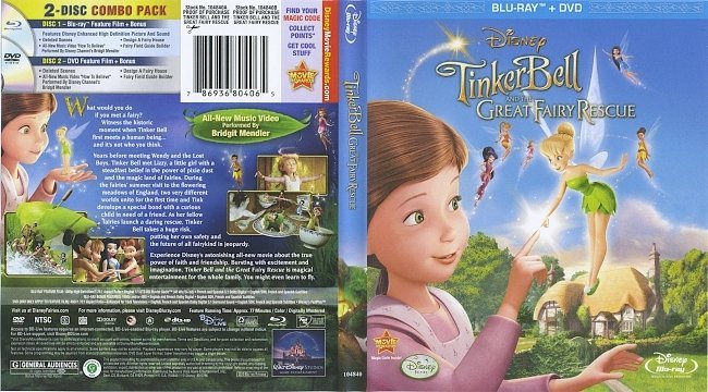 Tinker Bell And The Great Fairy Rescue (2010) Blu-Ray Cover & Labels 