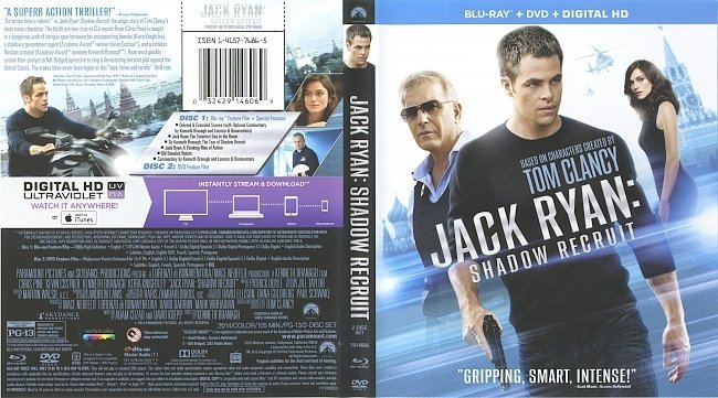 Jack Ryan: Shadow Recruit  Blu-Ray Cover & Label 