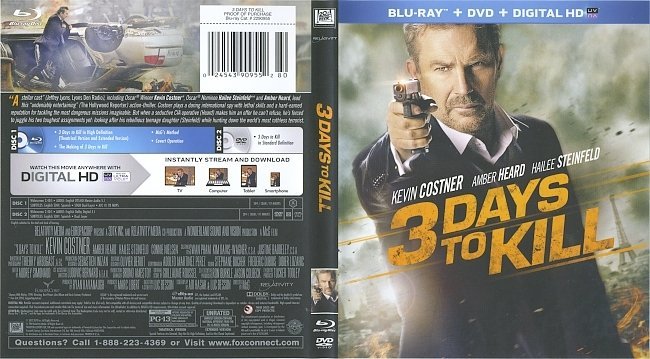 3 Days To Kill  Blu-Ray Cover & Labels 