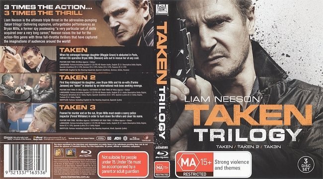 Taken Trilogy  R4 Blu-Ray Cover Cover & Labels 