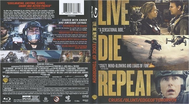 Live Die Repeat: Edge Of Tomorrow  Blu-Ray Cover & Labels 