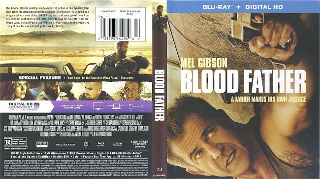 Blood Father (2016) Blu-Ray Cover & Label 