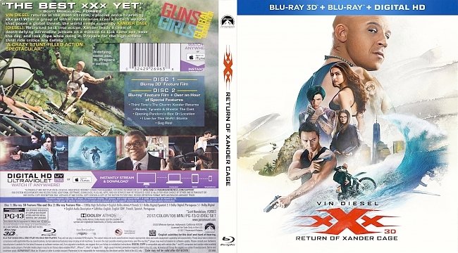 xXx Return of Xander Cage 3D (2017) Blu-Ray Cover 