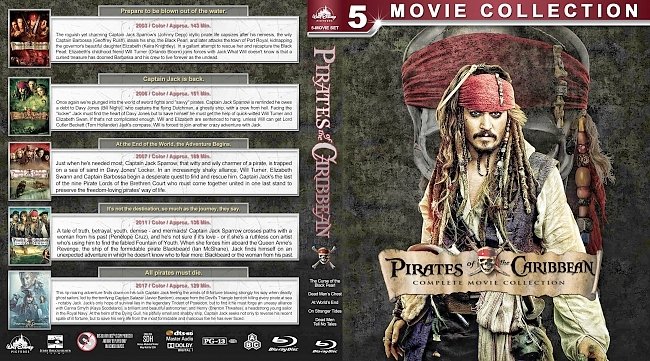 Pirates of the Caribbean: Complete Movie Collection (2003-2017) R1 Custom Blu-Ray Cover 