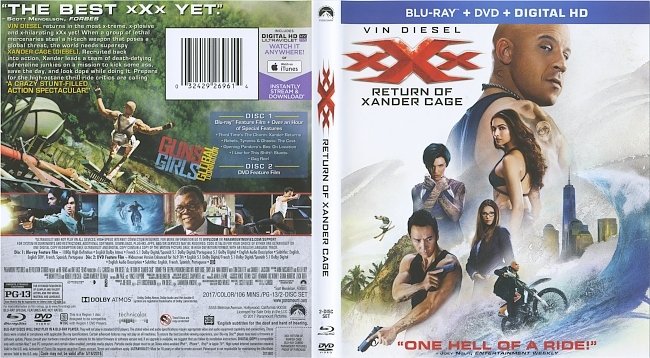 XXX: Return Of Xander Cage (2017) Blu-Ray Cover & labels 