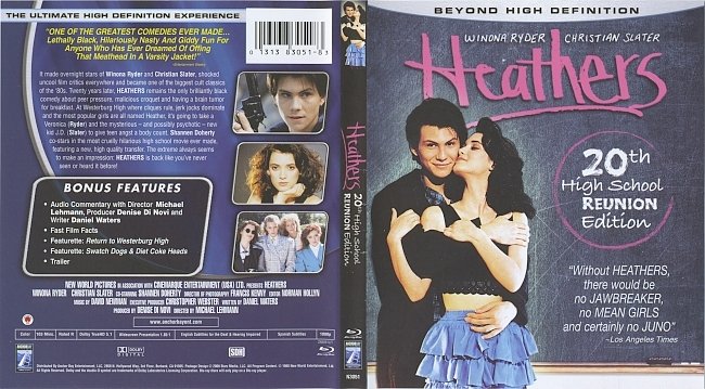 Heathers (1988) Blu-Ray Cover & Label 