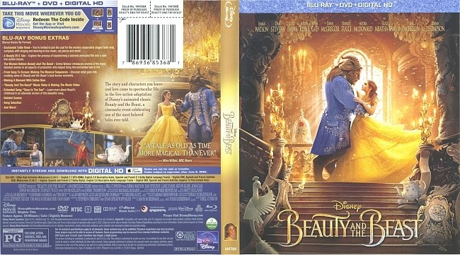 Beauty And The Beast (2017) Blu-Ray Cover & Labels 