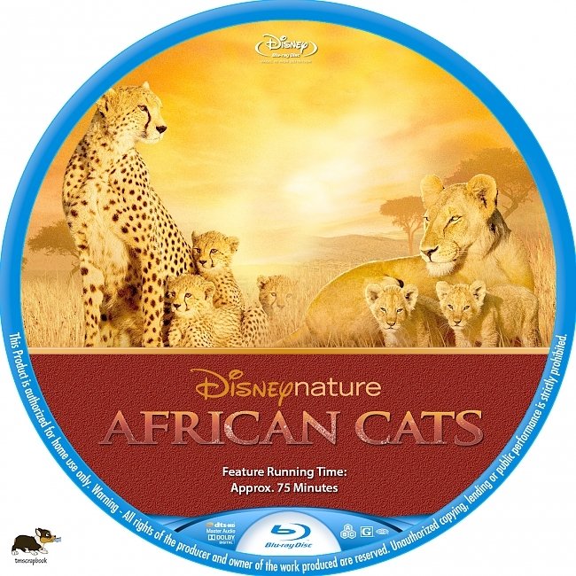 African Cats (2011) R1 Custom Blu-Ray Label 