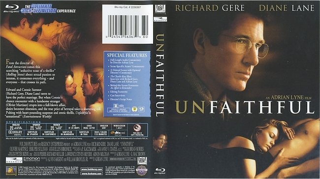 Unfaithful (2002) Blu-Ray Cover & Label 