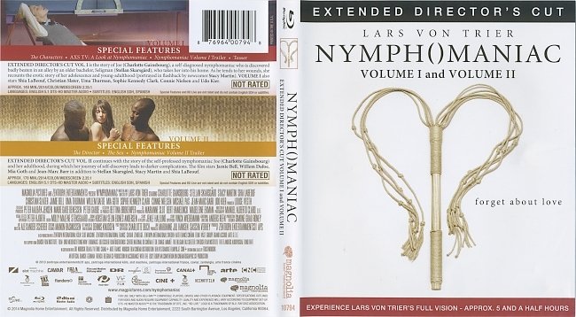 Nymphomaniac: Volume I and Volume II (Extended Director's Cut)  Blu-Ray Cover & Labels 