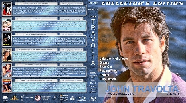 John Travolta 6-Movie Collection – Volume 1 (1977-1994) R1 Custom Blu-Ray Cover 