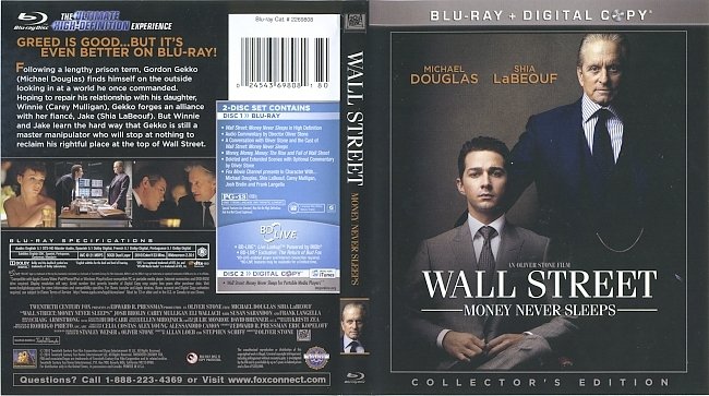 Wall Street: Money Never Sleeps (2010) Blu-Ray Cover & Labels 