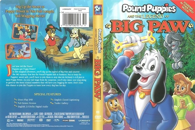 Pound Puppies and the Legend of Big Paw (1988) R1 DVD Cover 