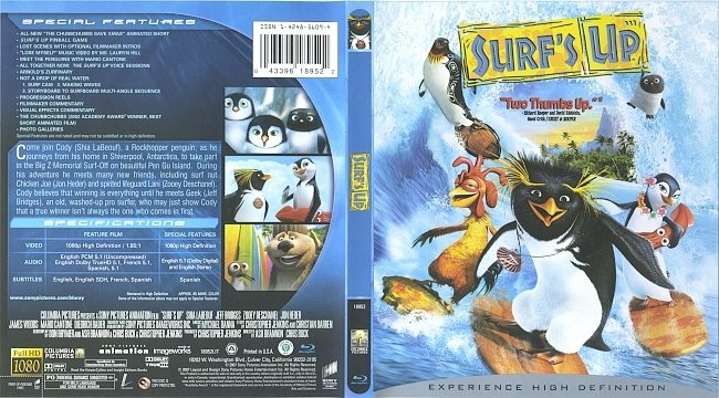 Surf's Up (2007) Blu-Ray Cover & Label 