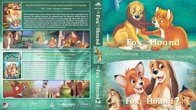 The Fox and the Hound Double Feature (1981-2006) R1 Custom V2 Blu-Ray Cover 