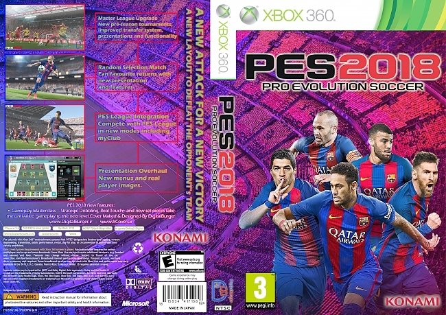 Pro Evolution Soccer 2018 (PES 2018) Xbox 360 DVD Cover 