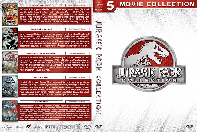 dvd cover Jurassic Park Collection (5) (1993-2018) R1 Custom DVD Cover