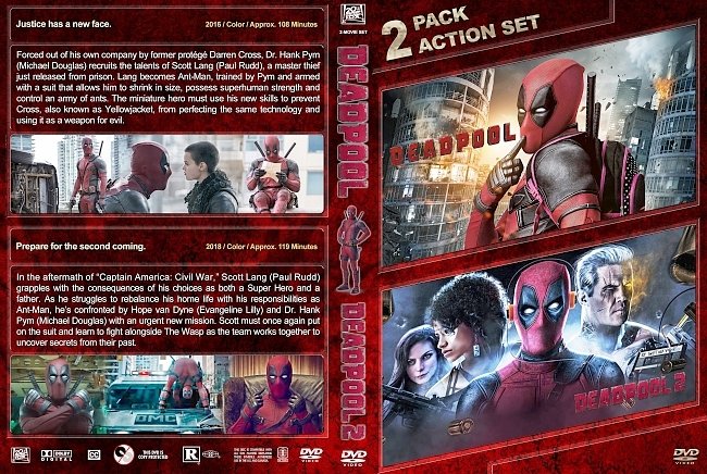 dvd cover Deadpool Double Feature (2016-2018) R1 Custom DVD Cover