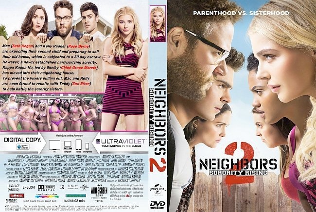 Neighbors 2: Sorority Rising (2016) R1 CUSTOM DVD Cover & Label 