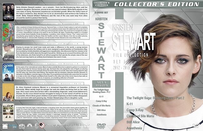 dvd cover Kristen Stewart Film Collection â€“ Set 5 (2012-2015) R1 Custom DVD Covers