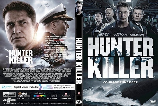 Hunter Killer (2018) R1 CUSTOM DVD Cover & Label 