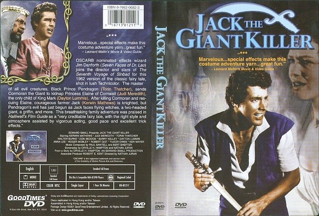Jack The Giant Killer (1962) R1 DVD Cover & Label 