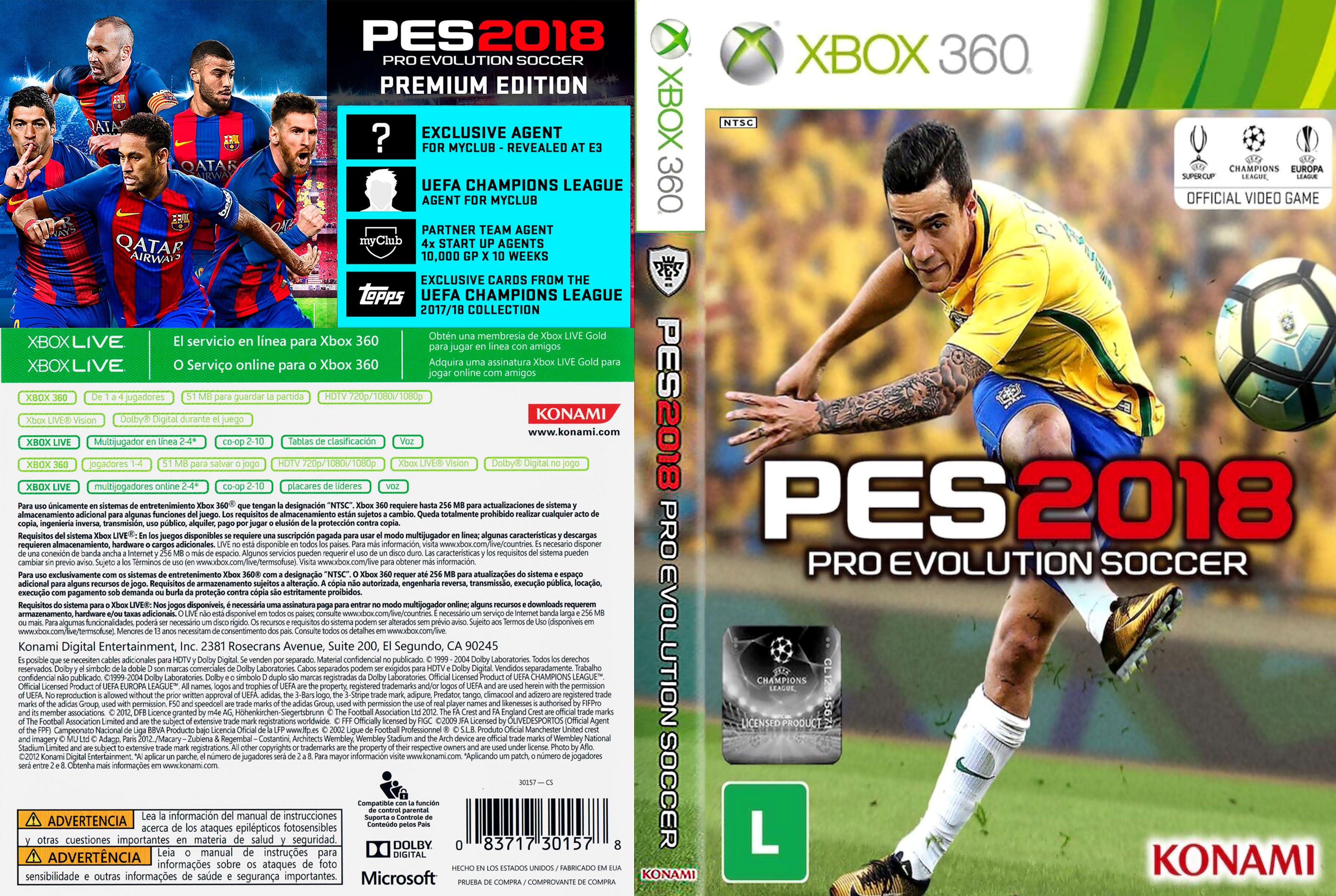 PES 2018 Xbox 360 Cover | Dvd Covers and Labels