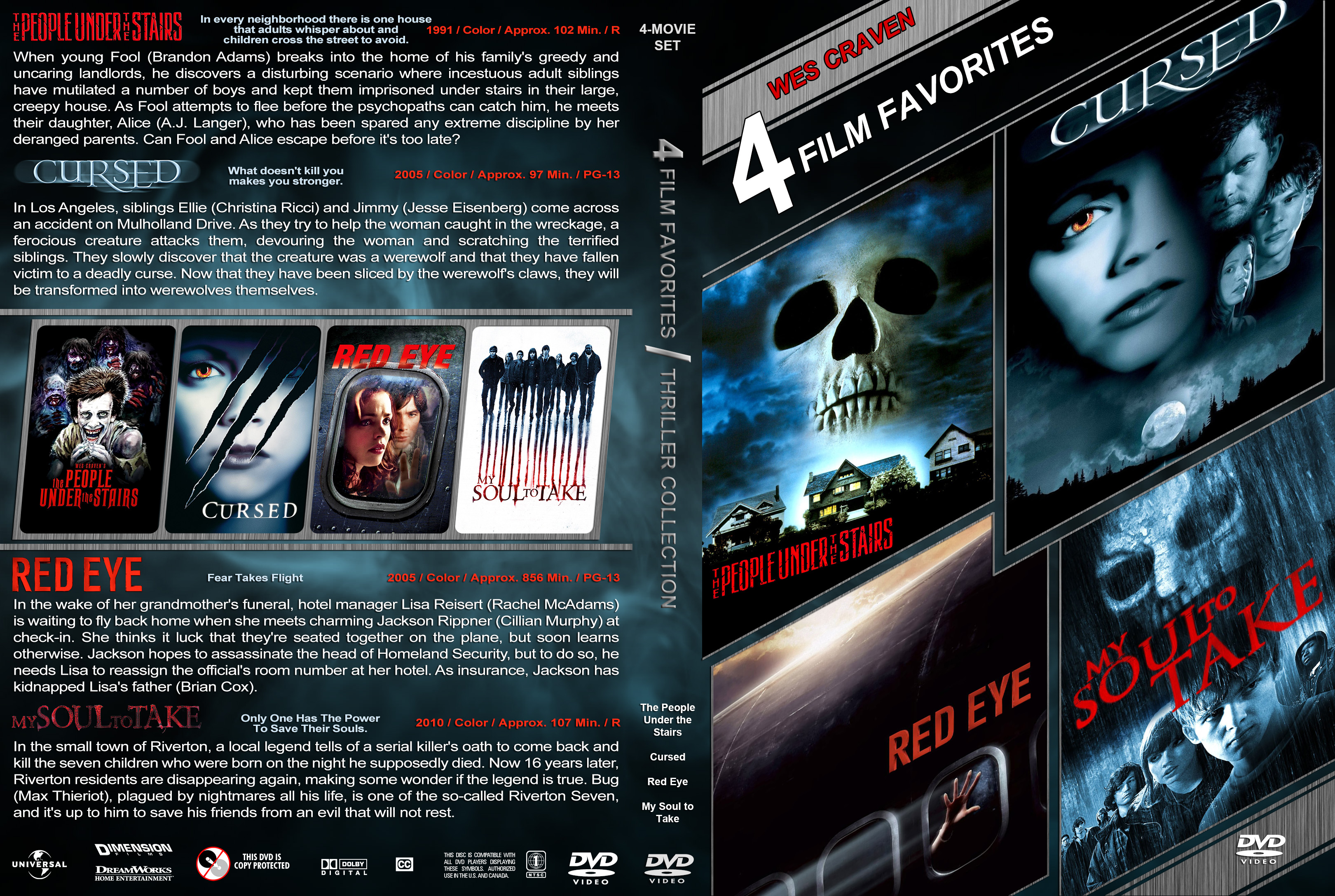 Wes Craven 4-Film Collection (1991-2010) R1 Custom DVD Cover.