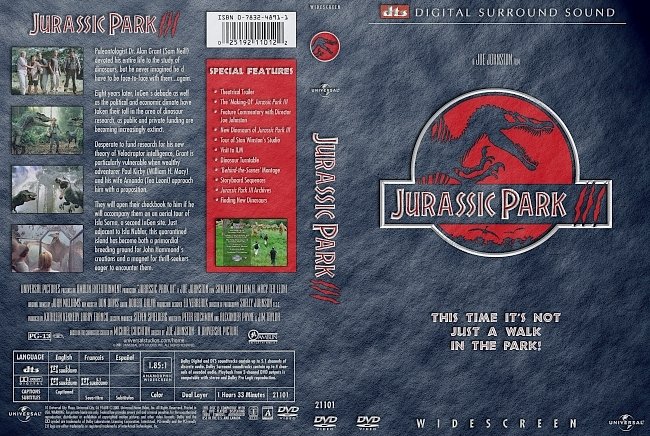 Jurassic Park III (2001) WS R1 DVD Cover 