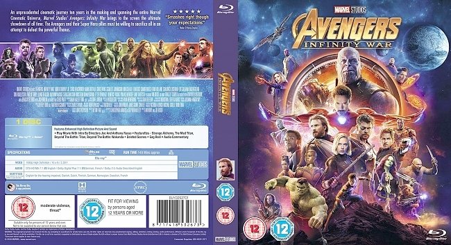 Avengers: Infinity War 4k Bluray Cover 